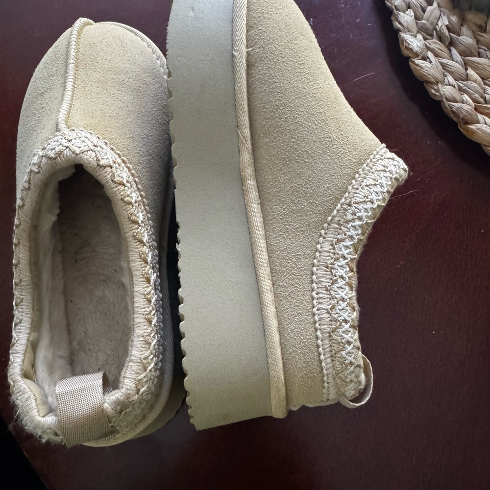 Beige Slip-On Platform Shoes